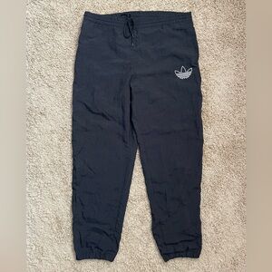 Vintage 80s Adidas Black Parachute Nylon Windbreaker Track Pants Zip Mens